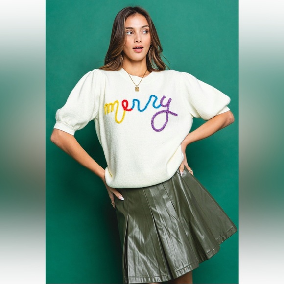 08 Fabulous Metal Lettering Merry Sweater - Picture 3 of 4